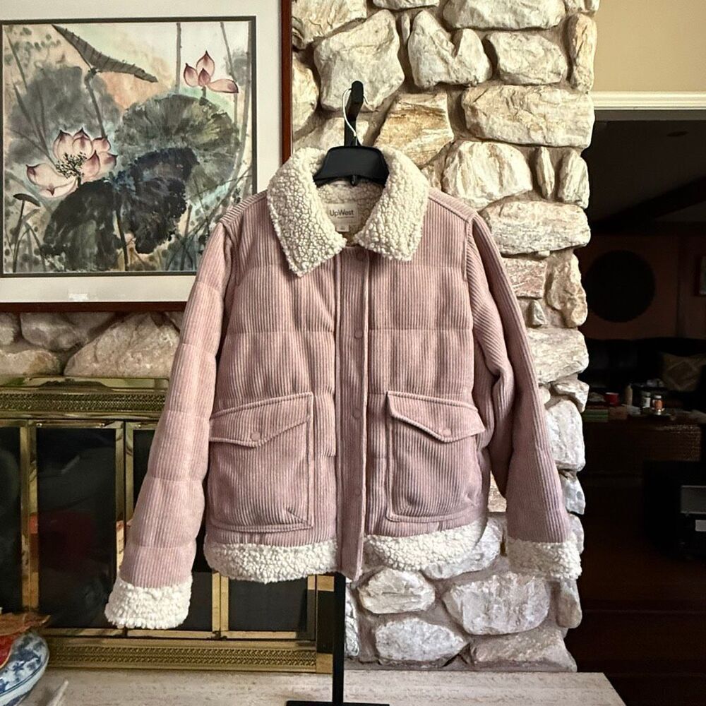 NWT UpWest women’s lined corduroy jacket hands free bomber in rose blush
